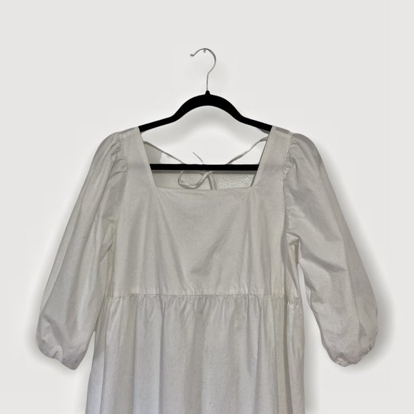 OAK + FORT 6308 Puff Sleeve White Midi Dress Size XS - Picture 3 of 9